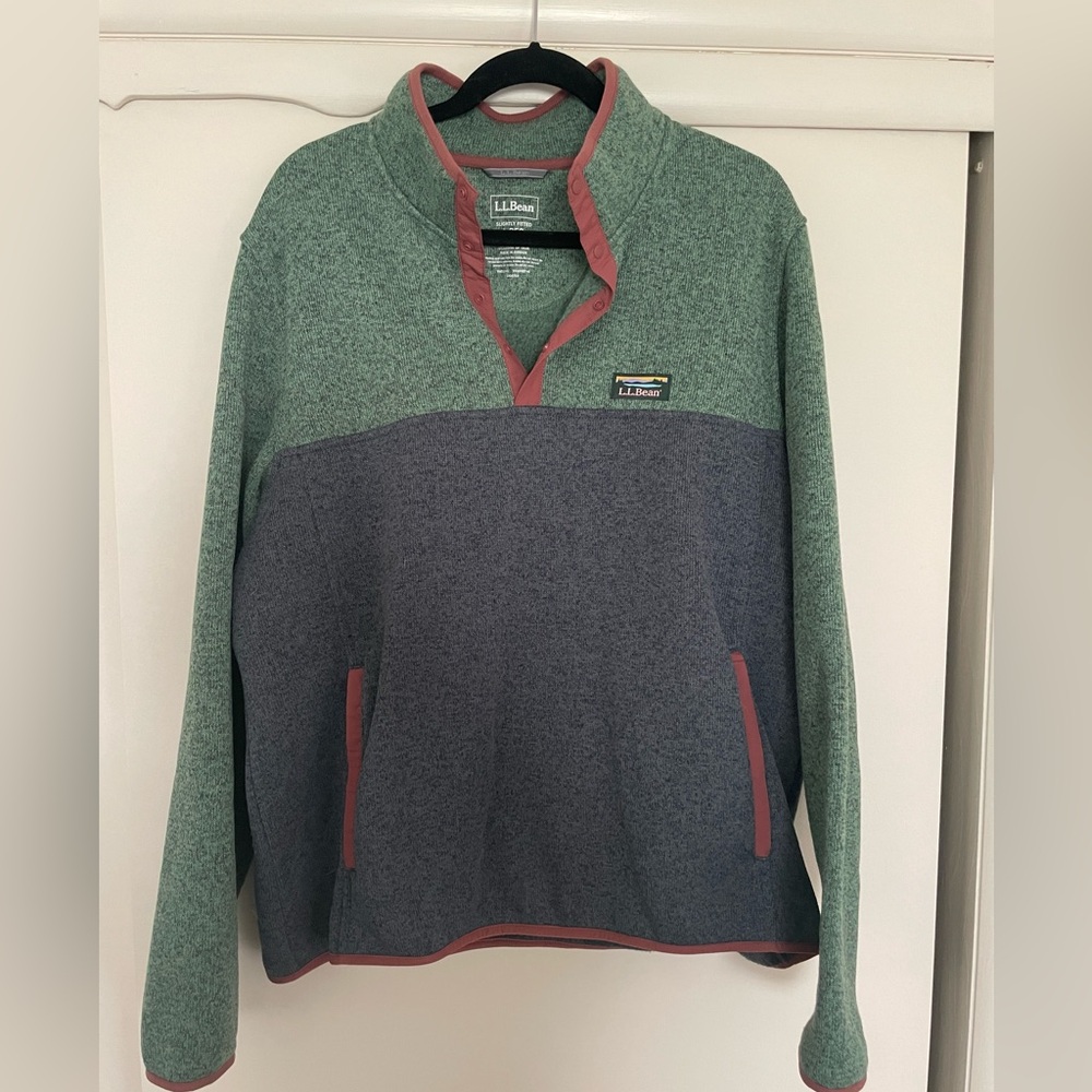 Men’s L.L. Bean Colorblock Fleece Half-Zip Pullover Size L